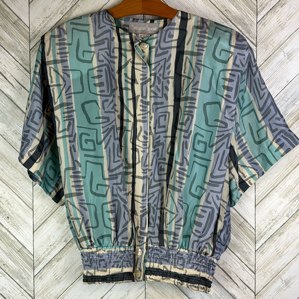Stewart Sport VINTAGE Silk Blouse 80’s print